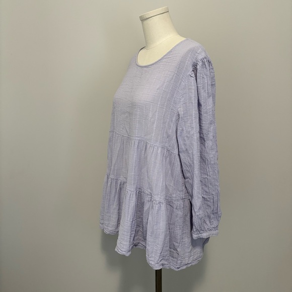 American Eagle Babydoll Tiered Open Back Boho Flowy Cotton Top Lilac Purple - Picture 5 of 14